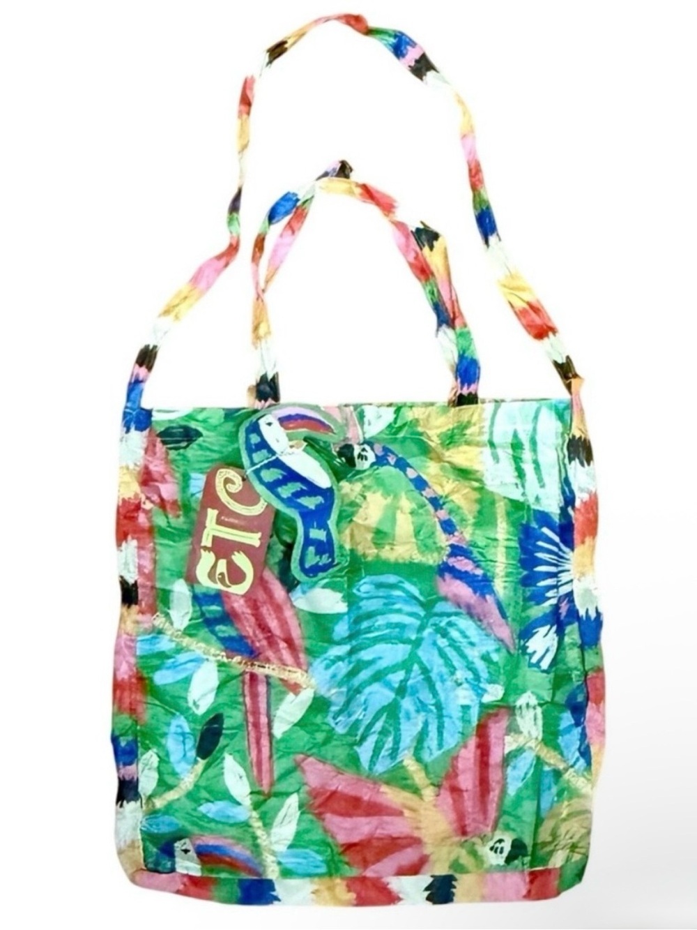 FARM Rio Foldable Tropical Tote Bag Toucan Bird Keychain Reusable Eco Friendly